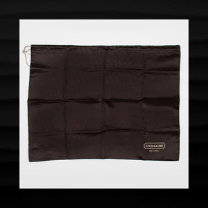 19 x 15 COACH BROWN & TAN SATIN DRAWSTRING DUST BAG COVER SLEEPER PROTECTIVE BAG