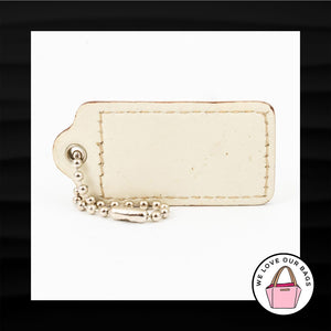 2.5" Large COACH BROWN WHITE LEATHER KEY FOB BAG CHARM KEYCHAIN HANGTAG TAG