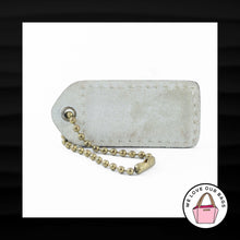 Load image into Gallery viewer, 2&quot; Medium COACH WHITE IVORY LEATHER BRASS KEY FOB BAG CHARM KEYCHAIN HANG TAG
