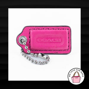 1.5" Small COACH PINK LEATHER NICKEL KEY FOB CHARM KEYCHAIN HANG TAG WRISTLET