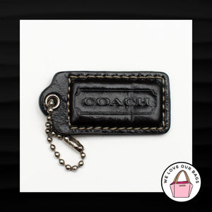 2" Medium COACH BLACK LEATHER KEY FOB BAG CHARM KEYCHAIN HANGTAG TAG