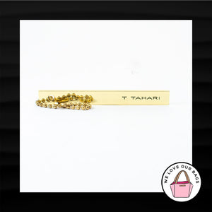 T TAHARI XL 4.25" GOLD BRASS METAL KEY FOB BAG CHARM KEYCHAIN HANG TAG