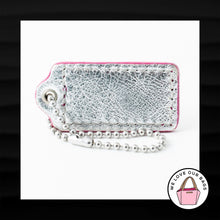 Load image into Gallery viewer, 2&quot; Medium COACH PINK SILVER LEATHER KEY FOB BAG CHARM KEYCHAIN HANGTAG TAG
