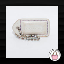 Load image into Gallery viewer, 1.5&quot; Small COACH WHITE IVORY PURPLE LEATHER KEY FOB CHARM KEYCHAIN HANG TAG
