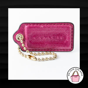 2.5" Large COACH MAGENTA PINK LEATHER BRASS KEY FOB BAG CHARM KEYCHAIN HANG TAG