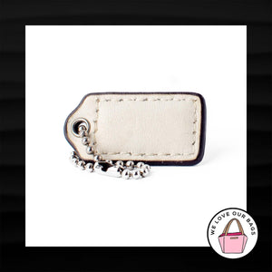 1.5" Small COACH CREAM WHITE PATENT LEATHER KEY FOB CHARM KEYCHAIN HANG WRISTLET