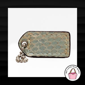 1.5" Small COACH BLUE SUEDE & PYTHON BACK LEATHER KEYFOB CHARM KEYCHAIN HANG TAG