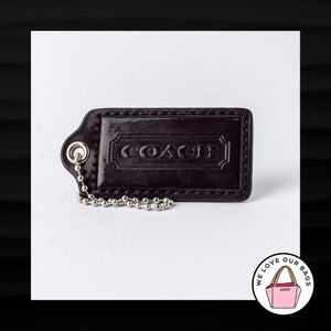 2.5" Large COACH BROWN PATENT LEATHER KEY FOB BAG CHARM KEYCHAIN HANGTAG TAG