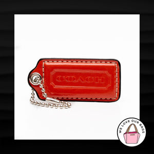 2.25" Large COACH PINK SALMON PATENT LEATHER KEYFOB BAG CHARM KEYCHAIN HANG TAG