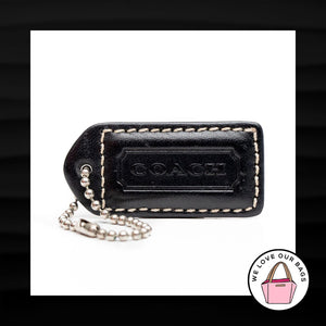 2" Medium COACH BLACK LEATHER KEY FOB BAG CHARM KEYCHAIN HANGTAG TAG