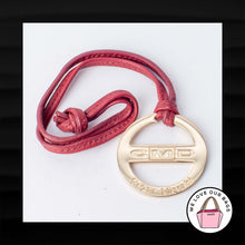 Load image into Gallery viewer, CEZAR MIZRAHI GOLD METAL RED LEATHER STRAP LOOP KEY FOB CHARM KEYCHAIN TAG
