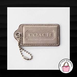 2.5" Large COACH GOLD SHIMMER LEATHER KEY FOB BAG CHARM KEYCHAIN HANGTAG TAG