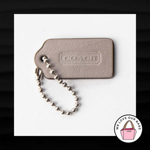 1.5" Small COACH GRAY TAUPE LEATHER KEY FOB CHARM KEYCHAIN HANG TAG WRISTLET