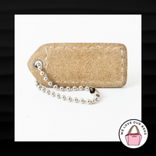 Load image into Gallery viewer, 2&quot; Medium COACH TAN SUEDE LEATHER KEY FOB BAG CHARM KEYCHAIN HANGTAG TAG
