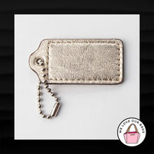 Load image into Gallery viewer, 2.5&quot; Large COACH GOLD METALLIC LEATHER KEY FOB BAG CHARM KEYCHAIN HANGTAG TAG

