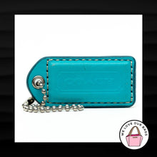 Load image into Gallery viewer, 2&quot; Medium COACH TEAL BLUE TAN LEATHER KEY FOB BAG CHARM KEYCHAIN HANGTAG TAG
