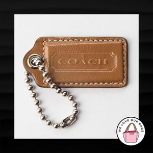 2.5" Large COACH BROWN PATENT LEATHER KEY FOB BAG CHARM KEYCHAIN HANGTAG TAG