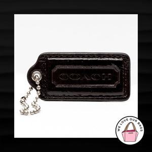 2.25" Medium COACH BLACK PATENT LEATHER KEY FOB BAG CHARM KEYCHAIN HANGTAG TAG