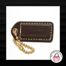 Load image into Gallery viewer, 2&quot; Medium COACH BROWN TAN LEATHER BRASS KEY FOB BAG CHARM KEYCHAIN HANGTAG TAG
